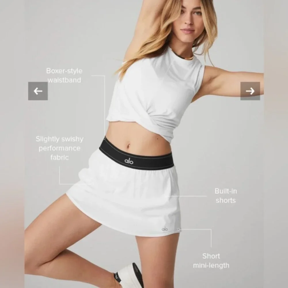 🆕ALO🎱 Match Point Tennis Skirt Core: White Sz Large